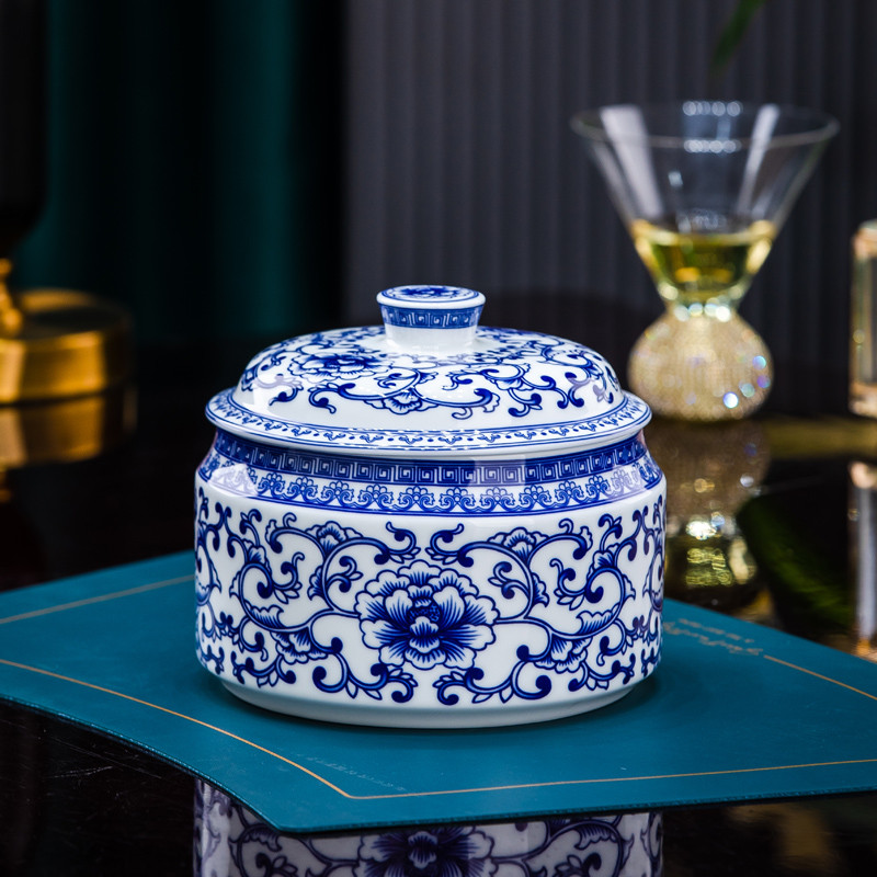 Jingdezhen Underglaze cor azul branco porcelana de alta temperatura cerâmica bule chá banha pote sopa pote armazenamento