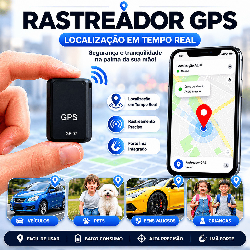 Rastreador GPS GF-07 Mini Magnético Veicular Com Escuta Áudio Chip SIM e Aplicativo