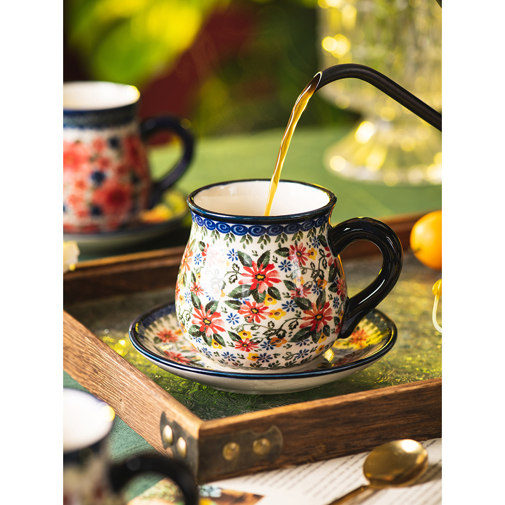 Xícara de café polonês high-End requintado casa de alto valor chá da tarde conjunto Retro xícara de café conjunto cerâmi