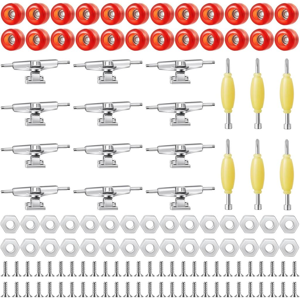 Jexine 6 Sets DIY Fingerboard Kit Fingerboard Accessories Mini Finger Skateboard Parts Include 12 Brackets 54 Screws 30
