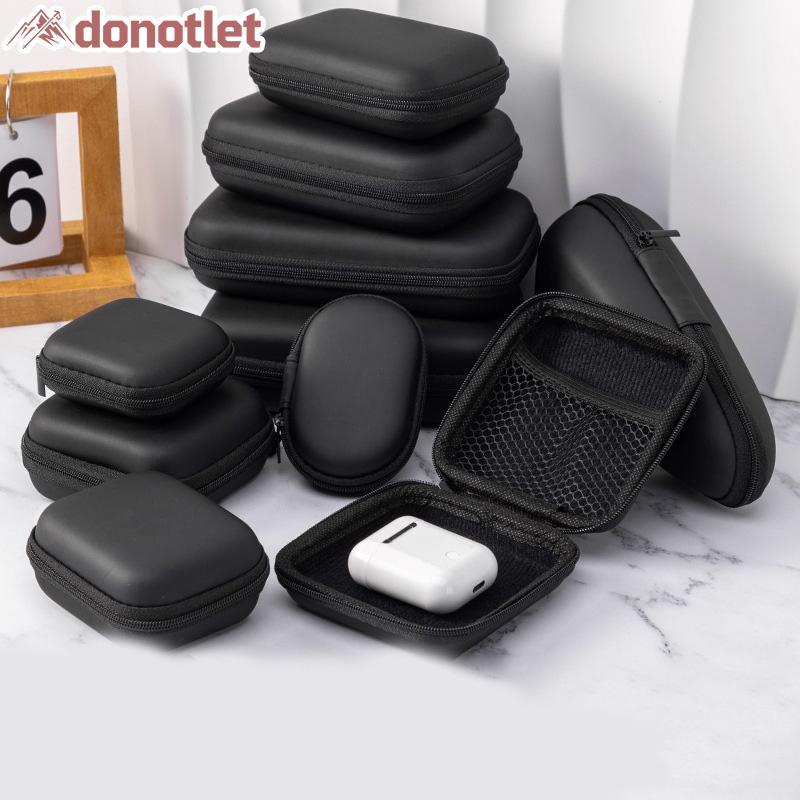 Donotlet Portátil Mini 3C Casca Dura Gadgets Digitais Saco De Armazenamento Couro Artificial Fone De Ouvido Carregador C