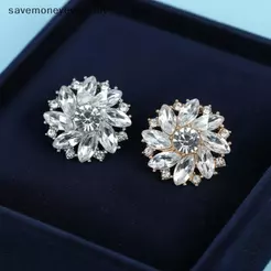 [SMY] 2/4 Unidades Botão De Metal Em Forma De Flor De Strass Brilhante Adequado Para Botões Decorativos Roupas BR