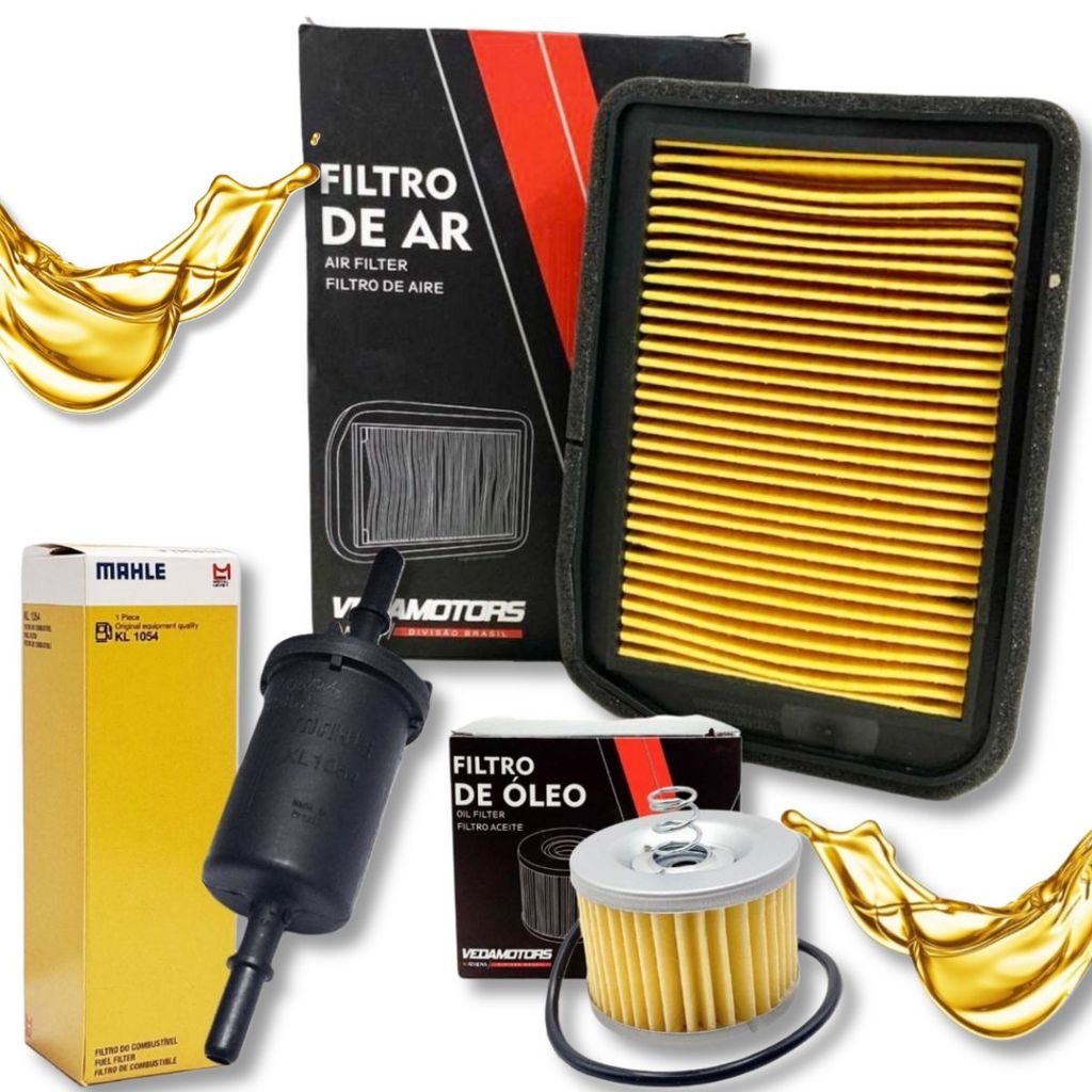 Kit de Filtros Fazer 150 / Factor 125i / Factor 150 / Crosser 150 (Filtro Ar + Filtro Combustivel + Filtro Óleo)