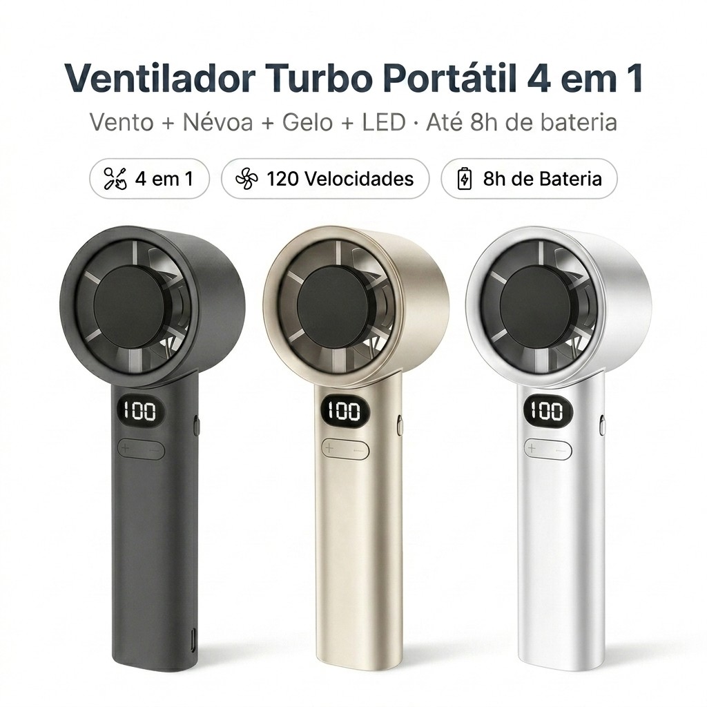 Mini Ventilador Portátil Ajustável M11 120 Níveis De Carregamento USB Resfriamento Com Display De Energia