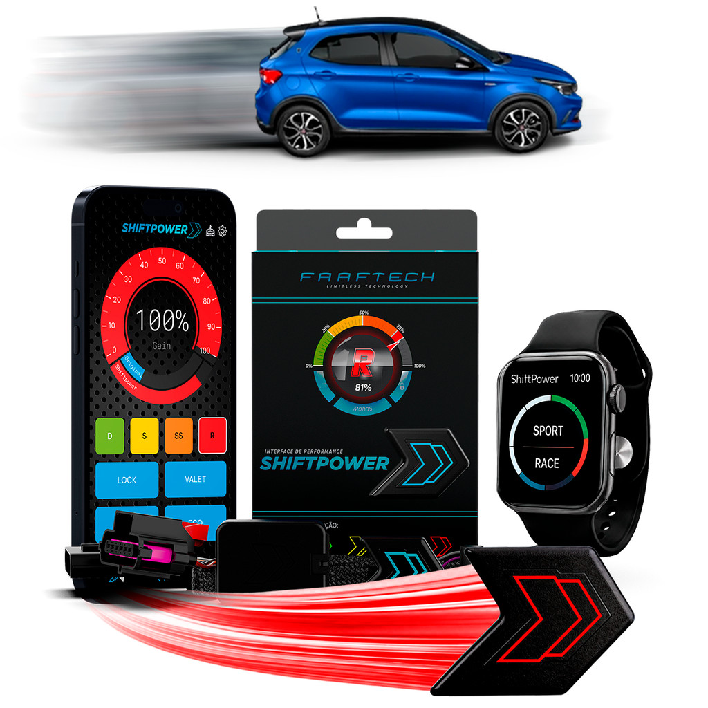 Shiftpower Chip Pedal Acelerador Argo 2018 até 2026 FT-SP02+ Carplay e Android Auto Apple Watch App Bluetooth Faaftech