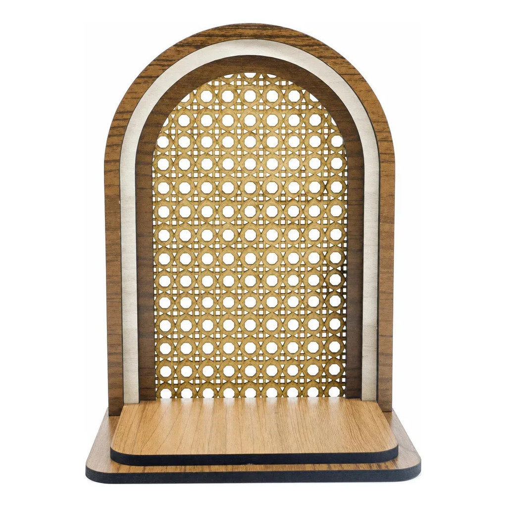 Capela Oratório Efeito Rattan para Imagens Sacras de 10 a 26cm em MDF