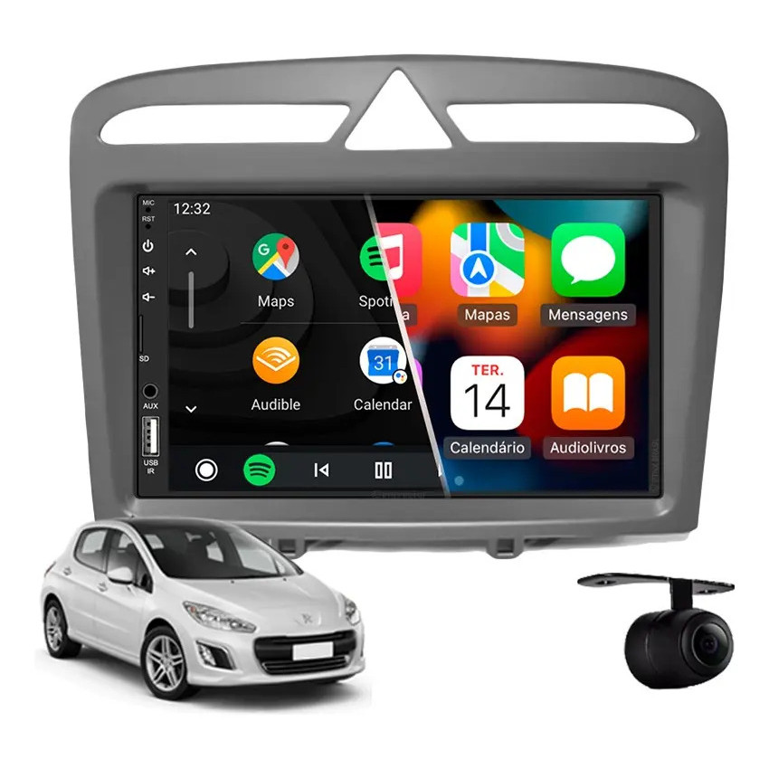Central Multimídia Carplay Peugeot 308 2012 À 2015