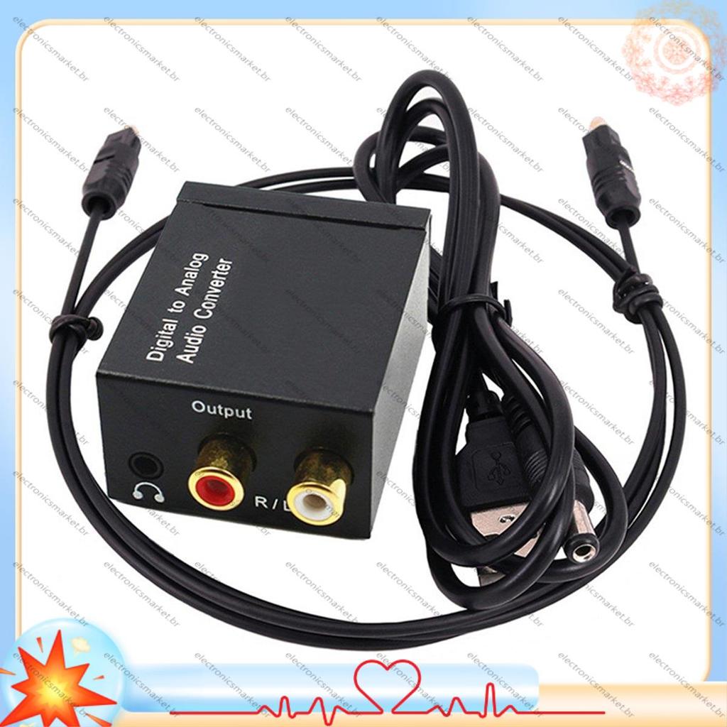 [Em Vendas E] Decodificador De Áudio Digital Jack De 3.5 Mm Fibra Óptica Coaxial Conversor Para Analógico Amplificador S