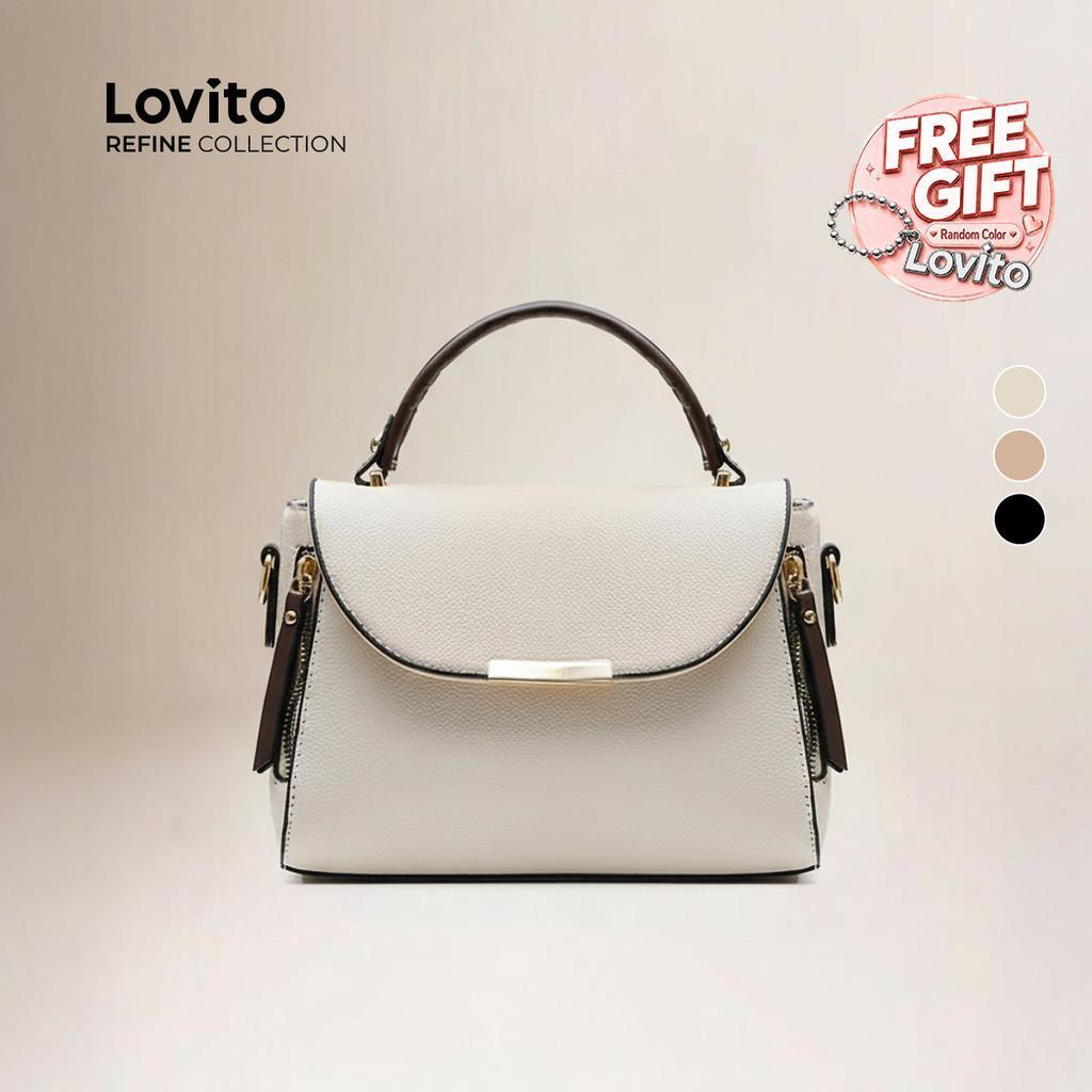 (Elegante) (Refine by Lovito) liso pequeno quadrado Bolsa feminina LFAR9075