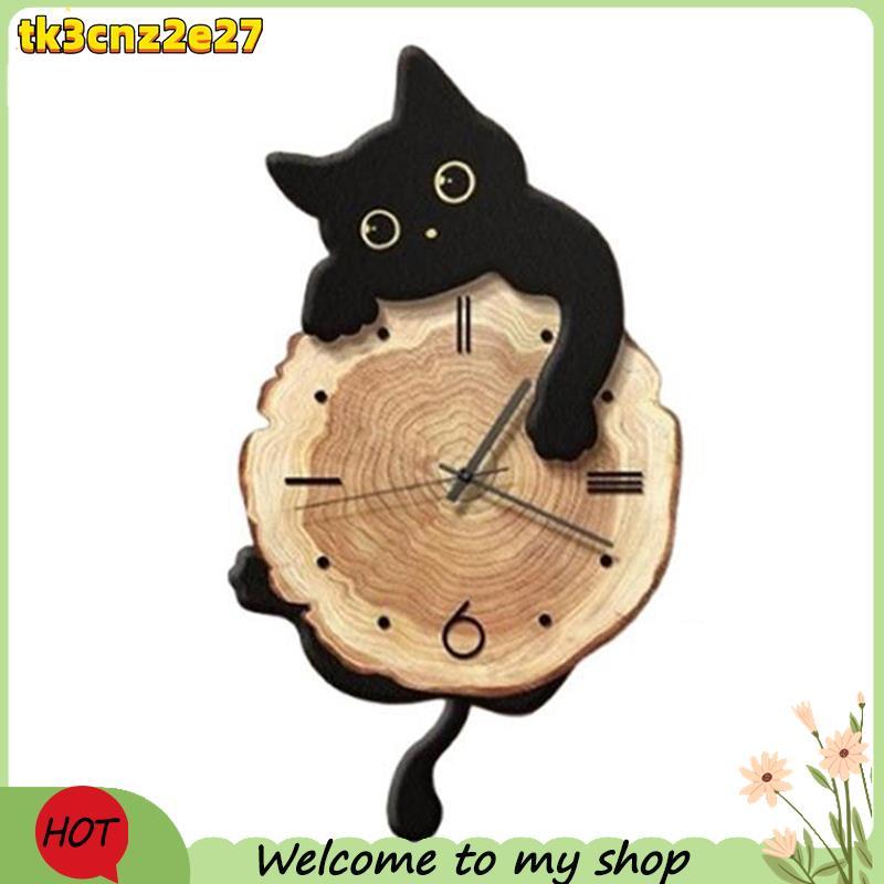 Divertido Gato Parede Pendurado Relógio Decorativo Elegante Bonito Pêndulo Ornamento Para Casa O Quarto Das Crianças Pre