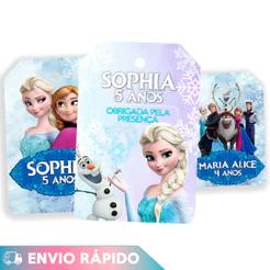 TAG Personalizavel da FROZEN, KIT com 30 e 60 unidades etiquetas com furo
