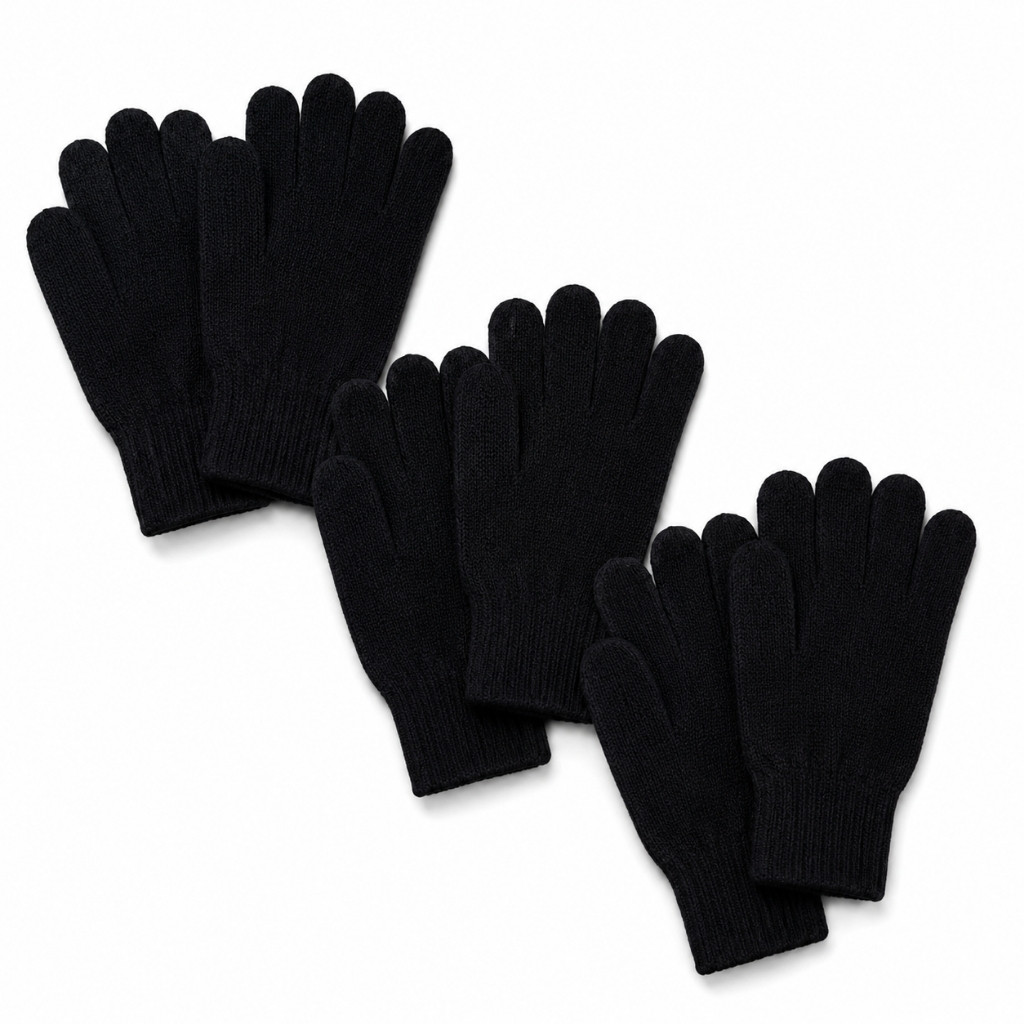 Kit 3 Pares de Luvas Térmicas de Lã Unissex para Inverno Macias Quentes Confortáveis.