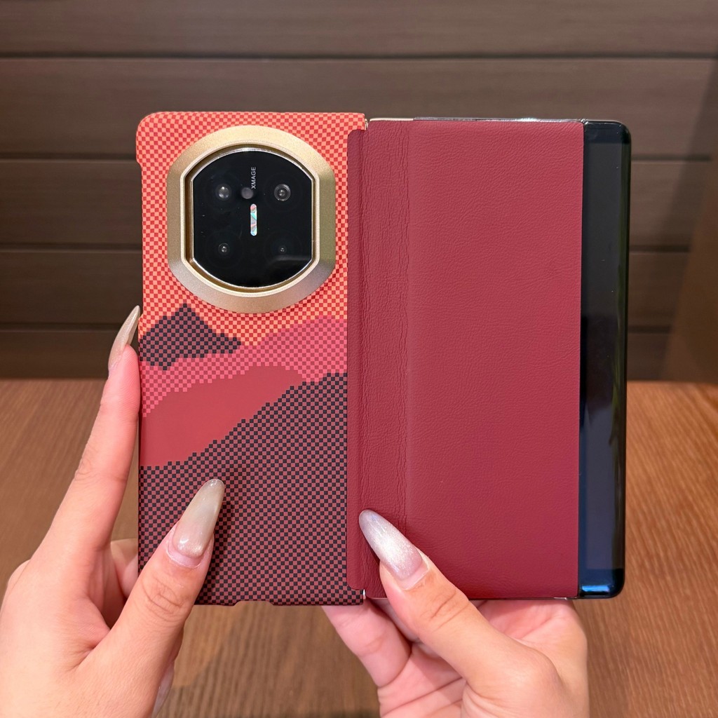 Capa de couro Flip Dimensional de carbono adequada para Huawei mate X3 X5 X6 X7 Kevlar capa protetora janela inteligente
