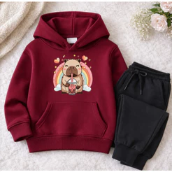 Conjunto Moletom Infantil Menina Capivara Flanelado Blusa de Frio Algodão Premium