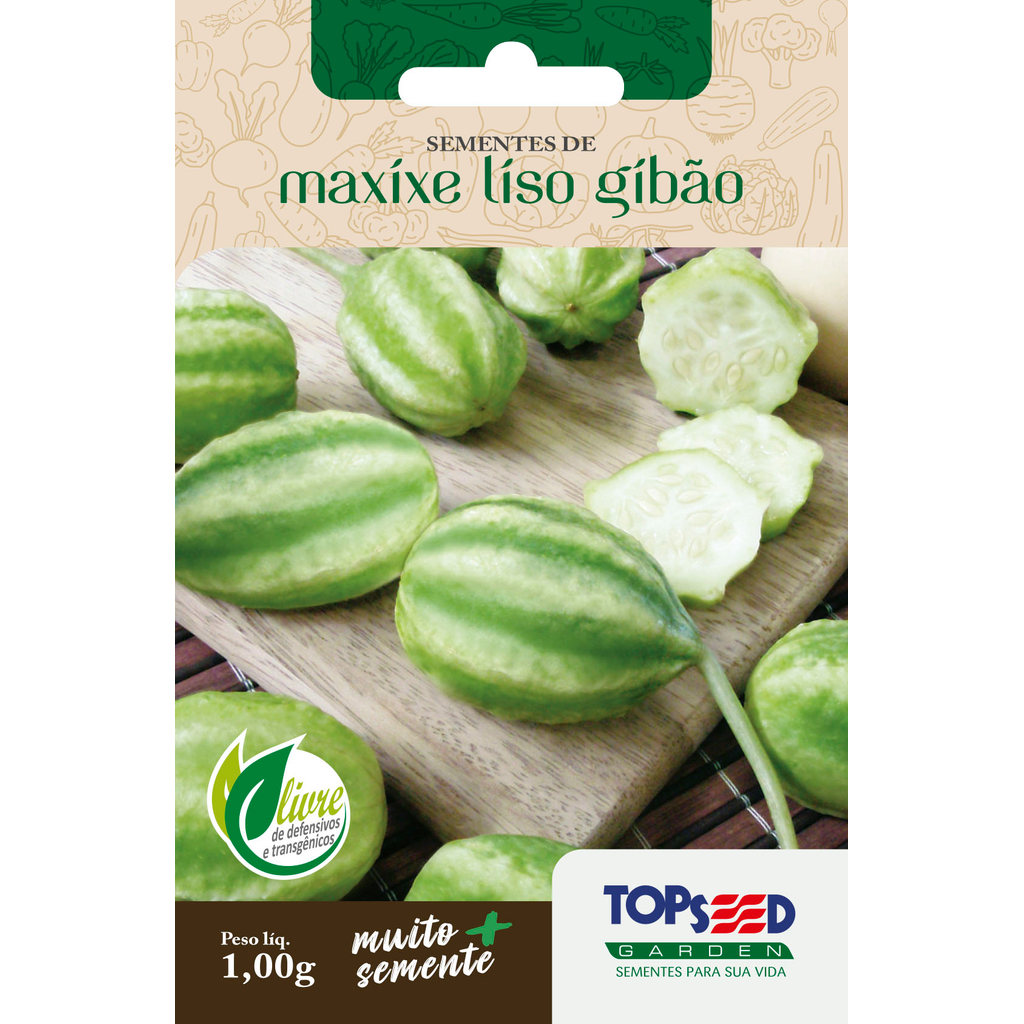 Sementes de Maxixe Liso Gibão Topseed Garden 1g Sem Espinhos para Horta Conservas e Saladas