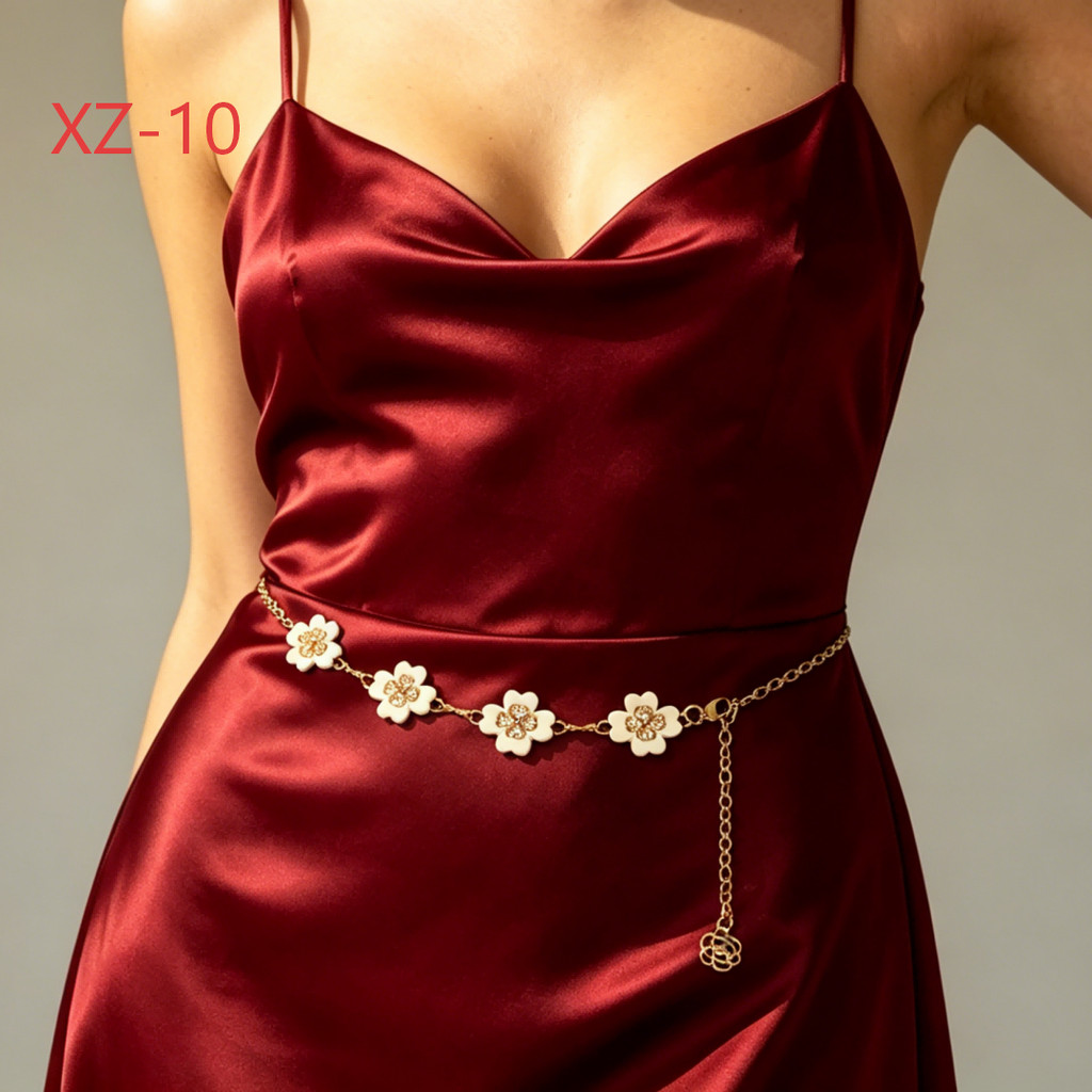 Part 2 Corrente de Cintura Feminina em Metal com Anel Decorativo Cinto Fino Ajustável Versátil para Vestidos e Ternos