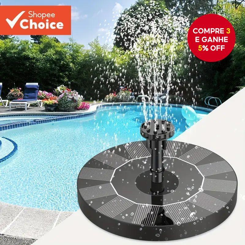 Bomba De Fonte Flutuante Solar Ao Ar Livre , Luz Sem Bateria , Alimentada Para Cenas De Lago De Jardim , Diâmetro 13cm ,