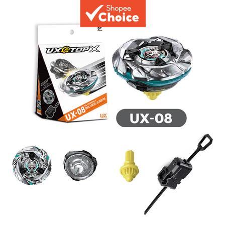 Bey X Pião de Prata UX 08 3 80FB com Gimmick X Dash para Alta Velocidade, Pião de Batalha, Brinquedos Giratórios para
