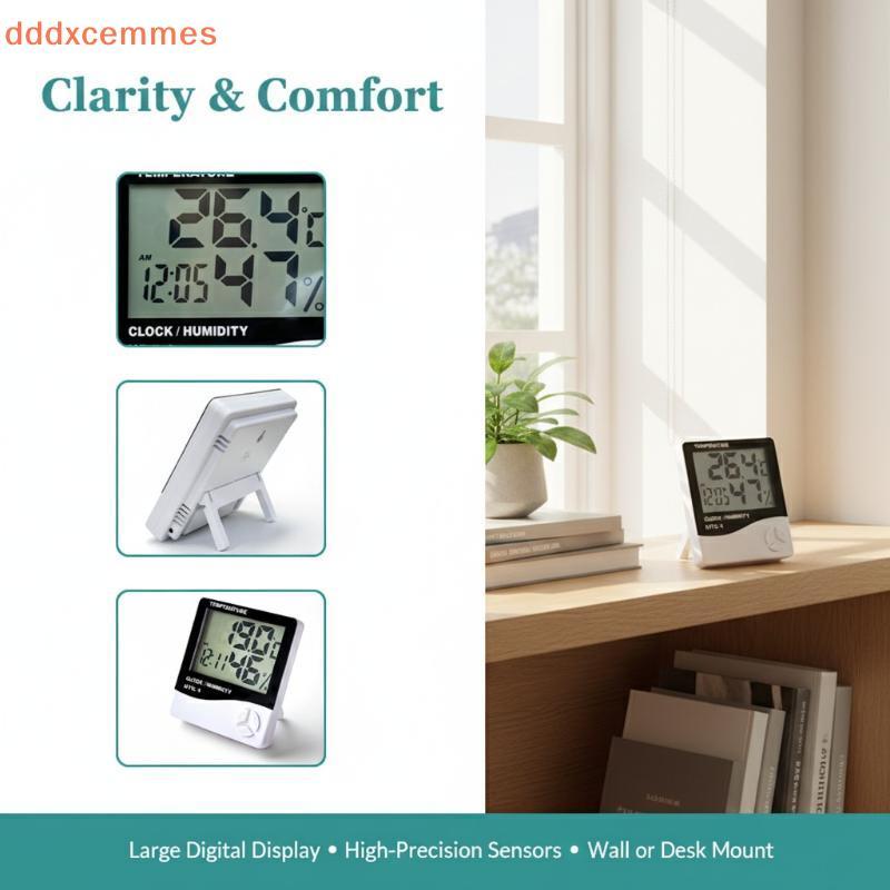 [dddxcemmes] HTC-1 LCD Medidor Digital De Temperatura E Umidade Termômetro Higrômetro Com Clo Para Decoração De Escritór