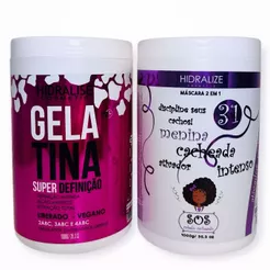 Gelatina Capilar + Creme de Pentear Menina Cacheada Bomba de Cachos Super Definição 1kg