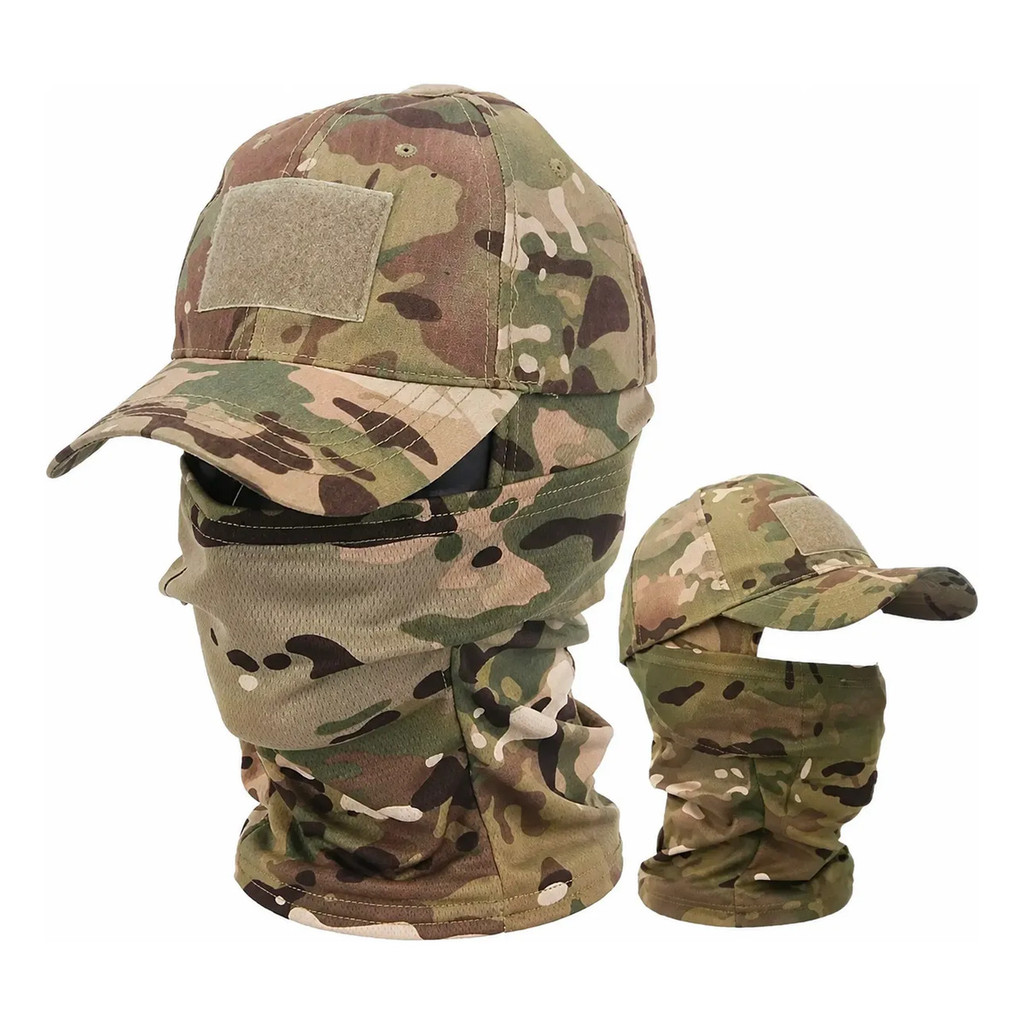 Kit Balaclava + Boné Camuflado Tático Militar Selva