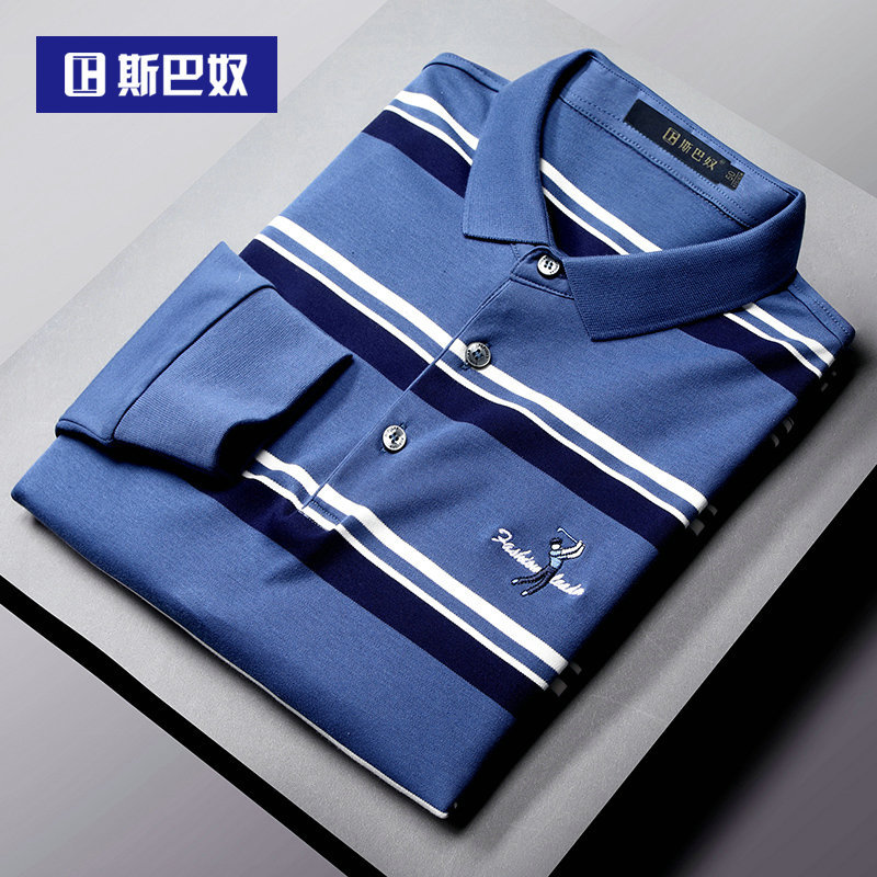 100% algodão de fibra comprida 丨 camiseta de algodão puro masculina de manga comprida primavera novo estilo Casual listr