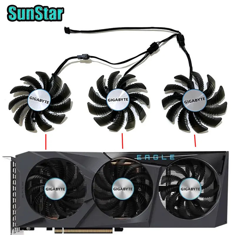 Novo T128010SU 75MM 4PIN Ventilador De Refrigeração Da Placa De Vídeo , Para Gigabyte RX 6600XT 6700 , 6700 XT , RTX 307
