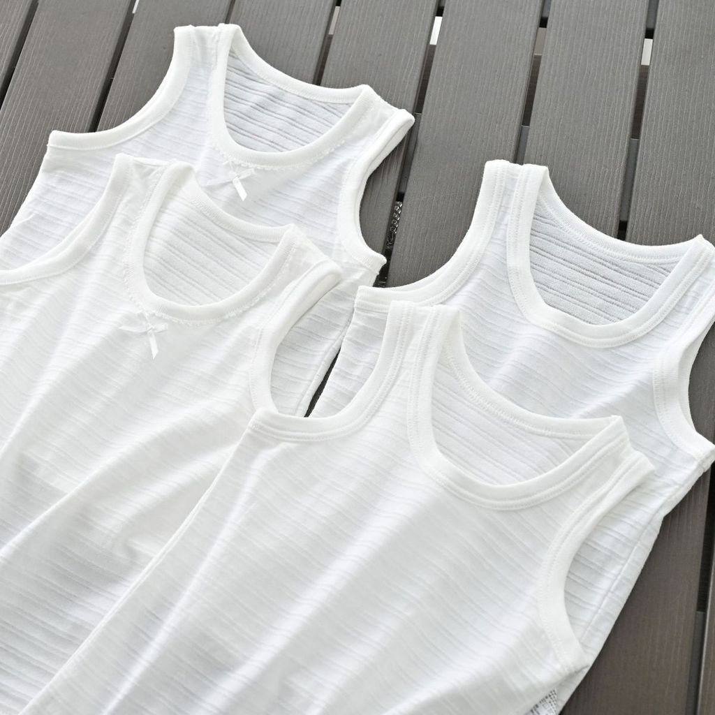 Conjunto de 2 peças crianças legal Slub algodão colete classe A puro algodão masculino feminino bebê verão fino branco s