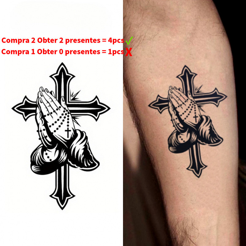 Tatuagem Temporária de Cruz, Nova Tecnologia Mágica, À Prova D'Água, Dura 2 Semanas, Tatuagem Semi-Permanente, Adesivo d
