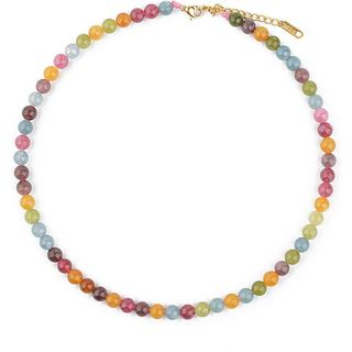 Colar Choker de Pedras Semipreciosas KIKLA com Banho de Ouro 18K, Colar de Pedras Naturais, Colares Curtos para Mulheres