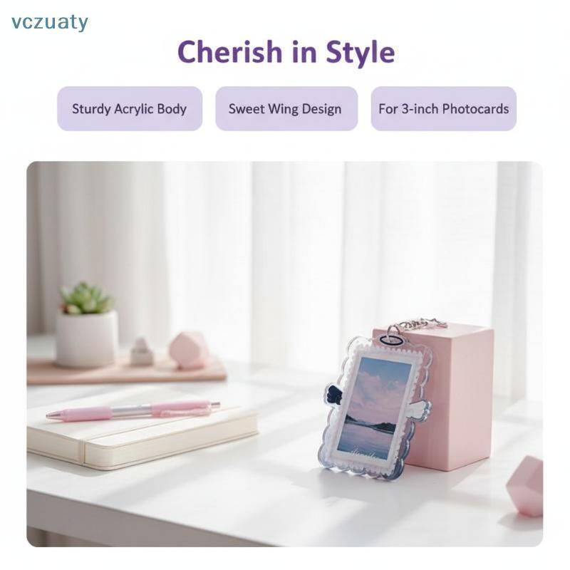 vczuaty Acrílico Kpop Photocard Titular Bonito Anjo Asa Estrela Chaveiro Transparente Ídolo Foto Capa Para Saco Decoraçã