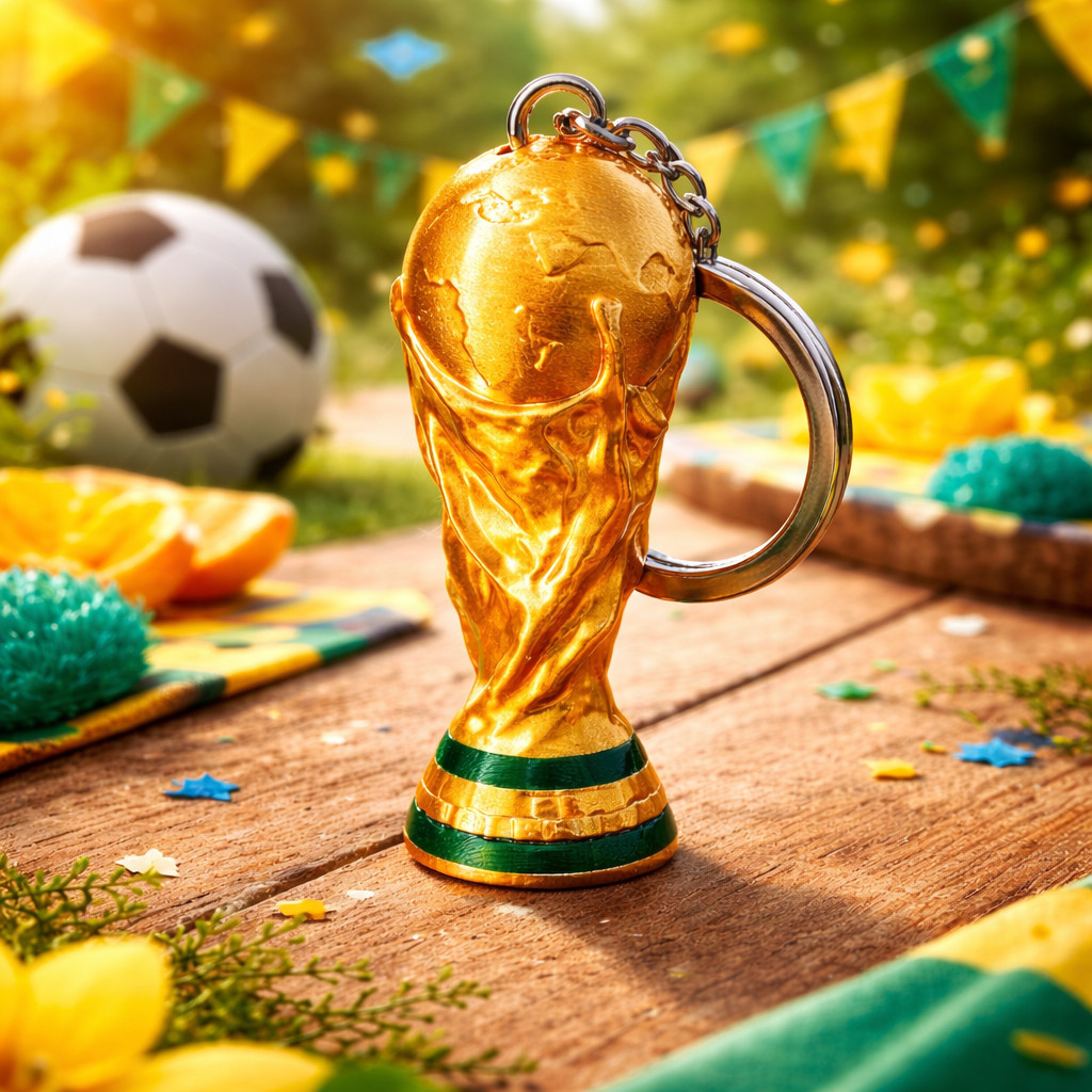 Kit Chaveiro Taça Copa do Mundo Futebol Troféu Mundial Brasil Lembrancinha Esportiva Presente