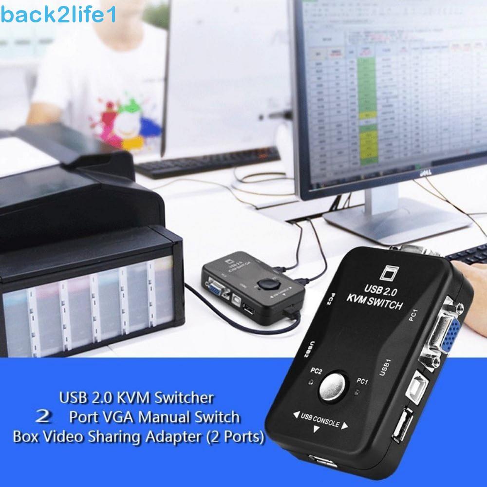 BACK2LIFE1 Switch KVM VGA De 2 Portas , Switcher USB 2.0 Splitter , Operação Simples