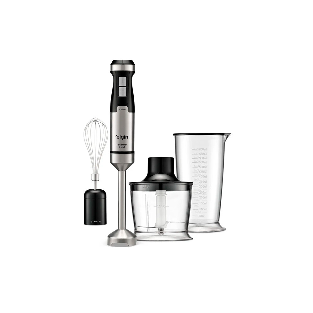 Mixer Elétrico Elgin Power  Inox 3 em 1 Preto e Inox 1000w - 127V