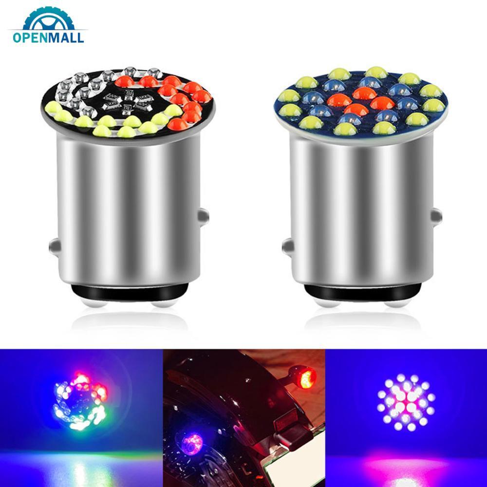 OPENMALL 1157 RGB LED Lâmpadas De Farol Da Motocicleta 24SMD 30SMD Lâmpada Piscando Moto Brilhante 1157 BAY15D P21 5W E8