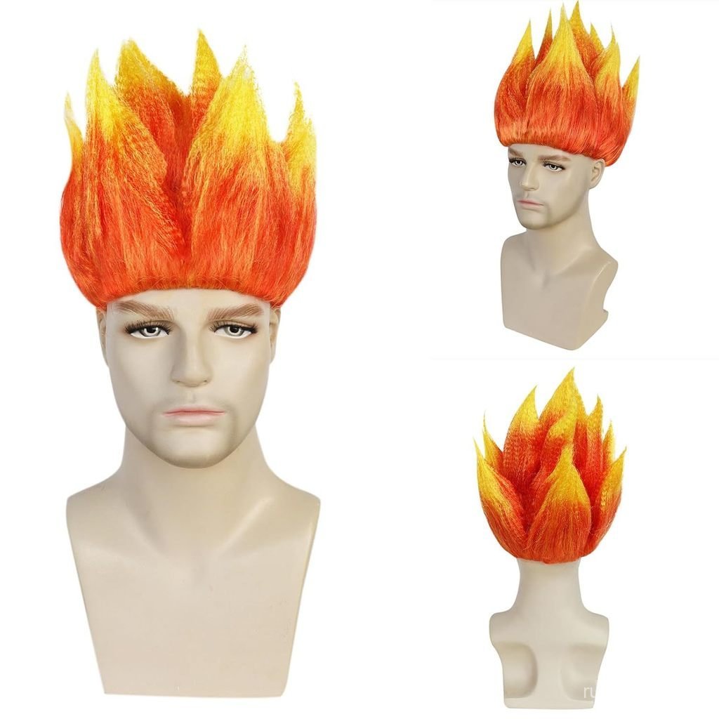 Nova Peruca de Halloween, Cabeça de Elfo com Chamas Vermelhas, Peruca de Son Goku de Dragon Ball, Acessório de Cabeça pa