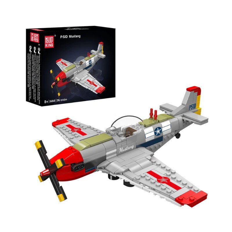 Blocos de Montar do Avião de Combate P-51D Mustang, 396 Peças, Mould King 24068, Compatível com LEGO