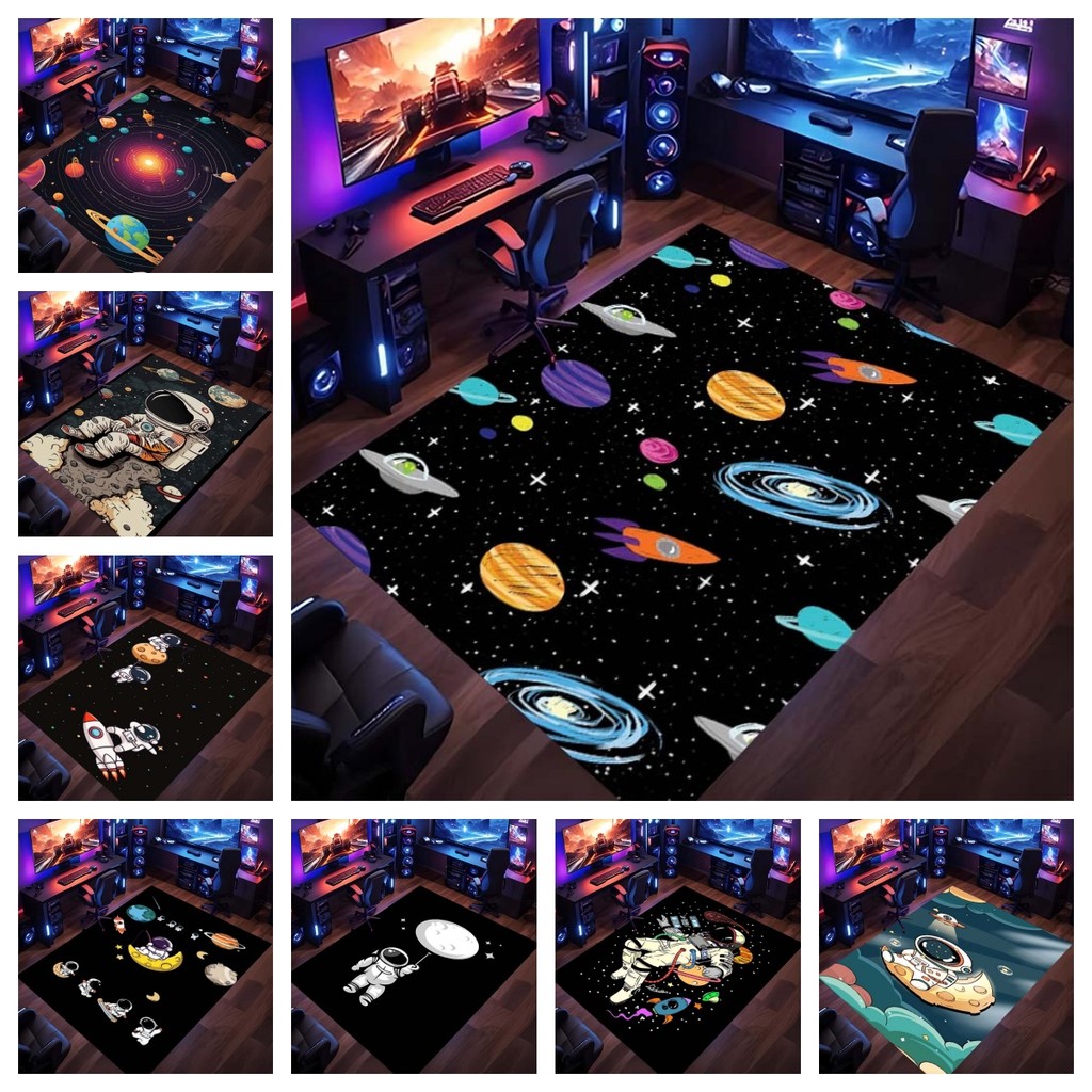 Tapete De Design De Astronautas E Planetas De Exploração Espacial Galáctica De 1 Unidade-Cena Cósmica Vibrante Para Sala