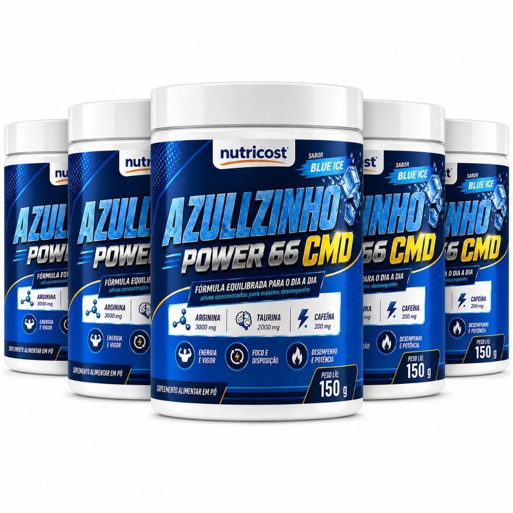 5 Azulzinho Power 66 CMD Performance Masculina I Vigor I 150g + Sabor Blue Ice