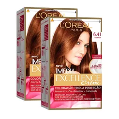 Kit 2 Tintura Creme Imédia Excellence L'oréal Marrom 6.41 Kit