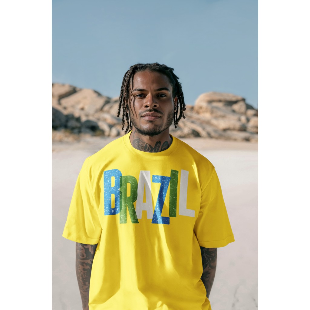 Camiseta Masculina Oversized Seleção Brasileira Copa do Mundo do P ao G6