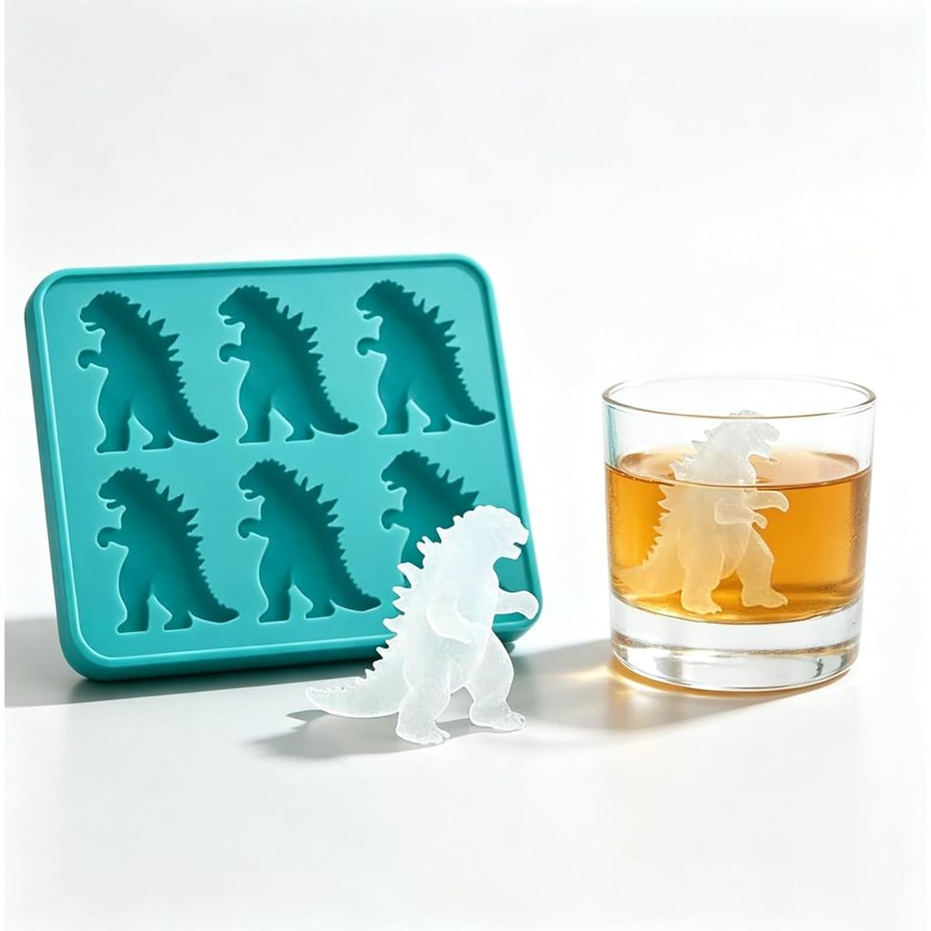 Forma de Gelo de Silicone 3D em Forma de Monstro, 6 Cavidades em Forma de Dinossauro, para Whisky e Coquetéis, Fabricado