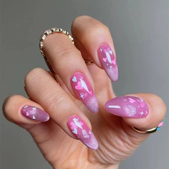 nail art Removível Estilo Amêndoa Com 24 Adesivos Para Unhas