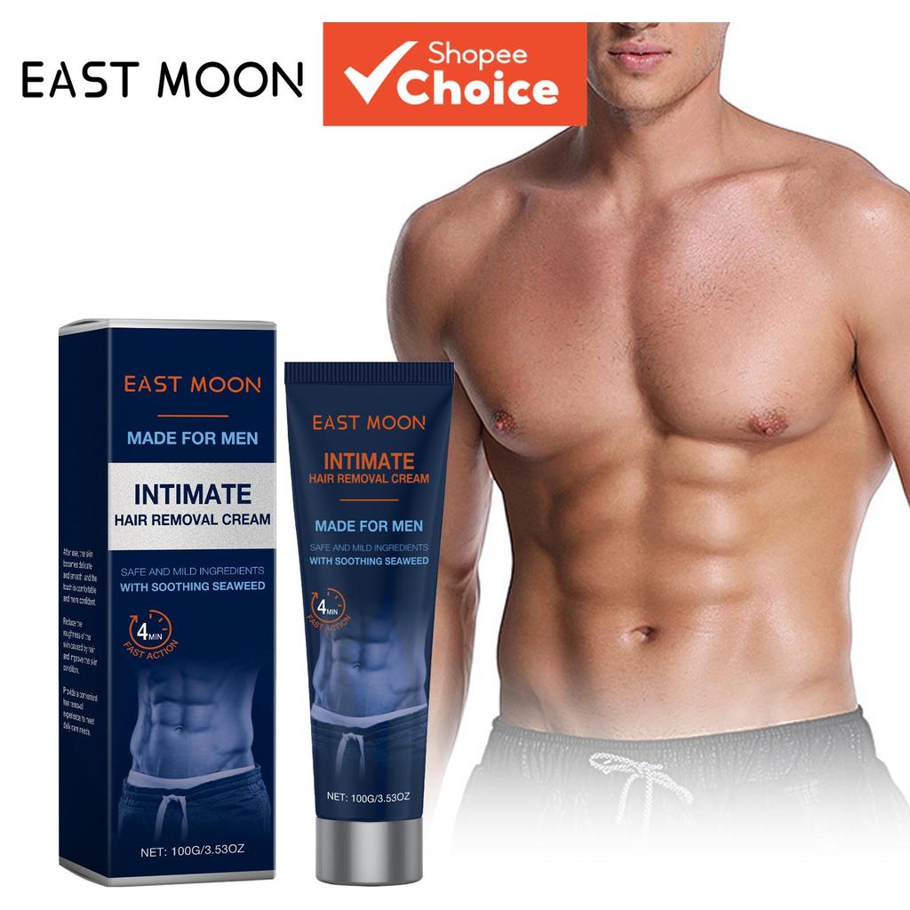 Creme Depilatório Masculino EAST MOON, Creme Depilatório Corporal de Ação Rápida, Suave e Calmante, 100g