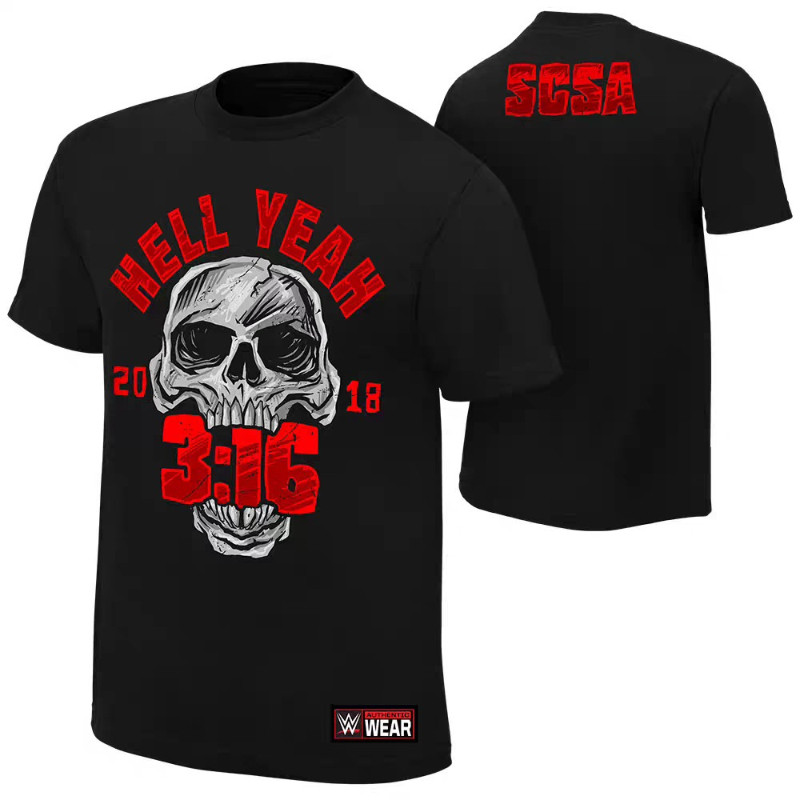 Estoque Pronto WWE Skull Red Letter Print Masculino Wrestling Training Manga Curta 100 % Algodão Respirável Conforto Top