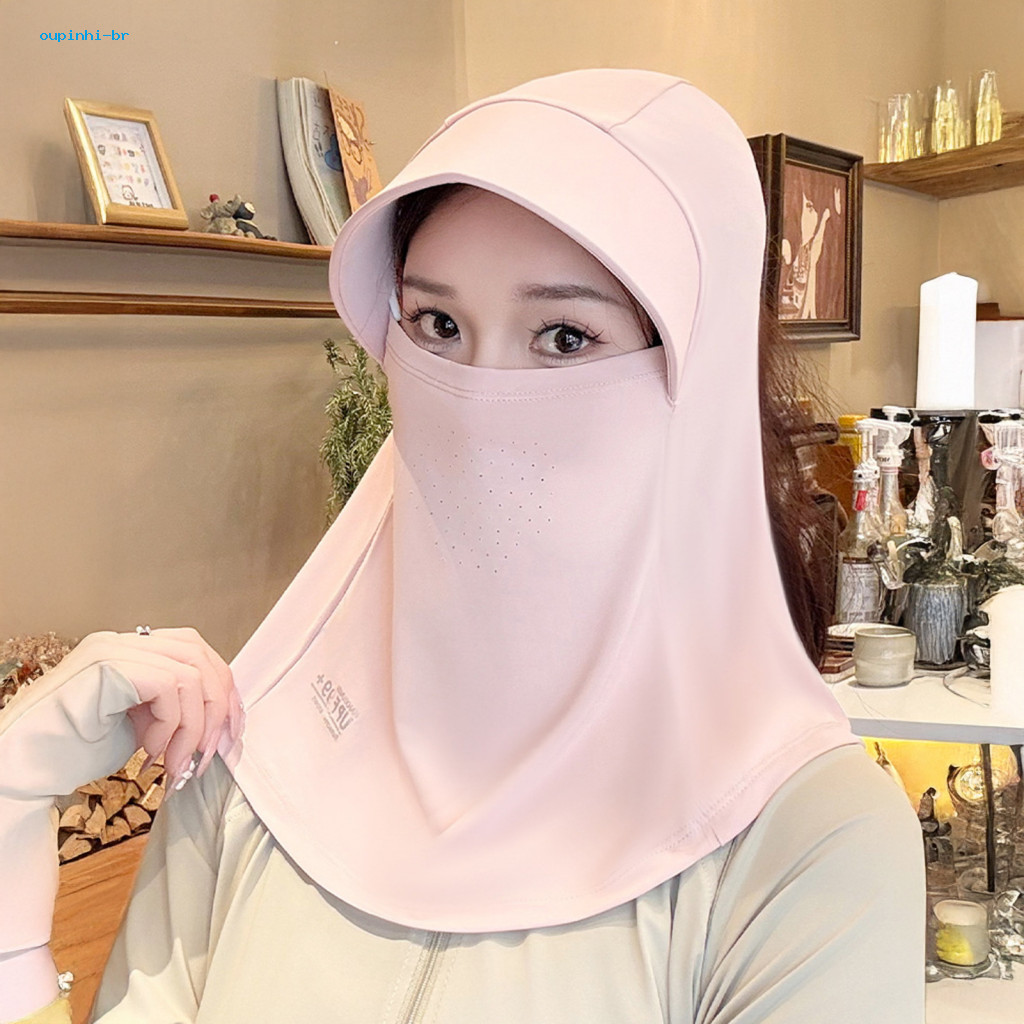 Sun Protection Mask Full Face with Ear Straps Lightweight Breathable Ice Silk Sunscreen for Outdoor Summer Activities Uv
