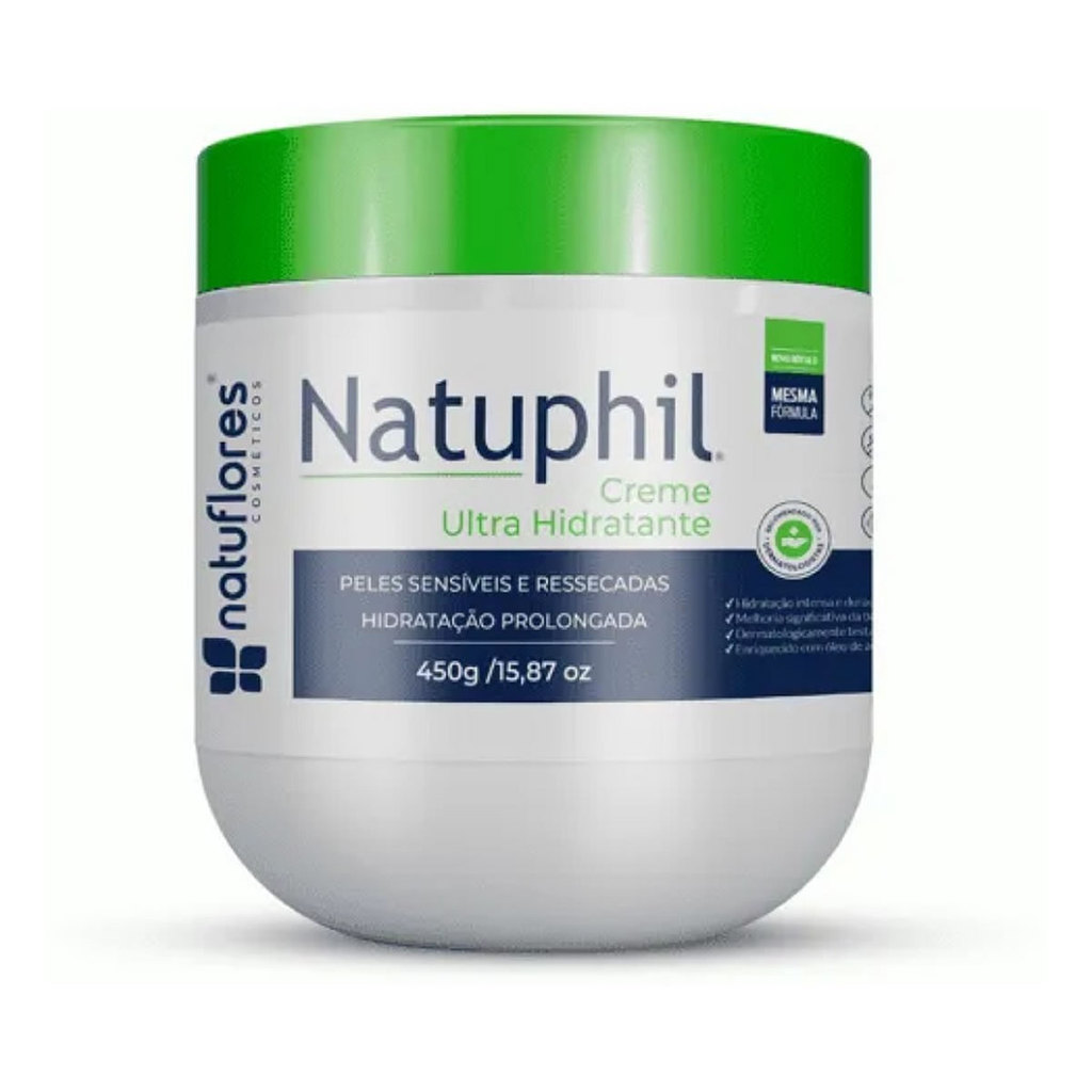 Kit Creme Ultra Hidratante Hipoalergênico Natuphil Vegano sem Parabenos Peles Extra Seca 450g · foto 2