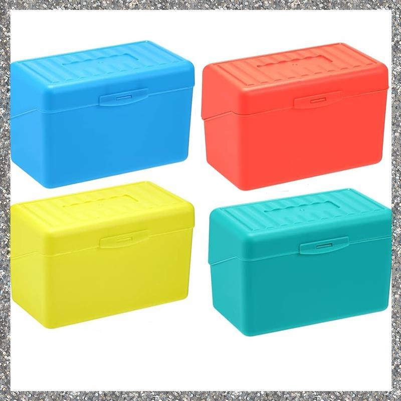 Caixa Porta-Cartões De Índice 3x5In , Organizadora De Nota Flash De Arquivo De Armazenamento De Cartão 3x5 , Pacote De 4