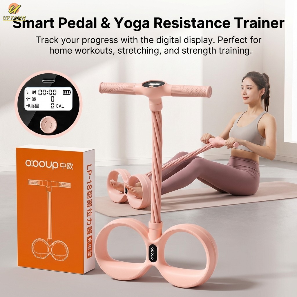 Exercitador De Pedal De Resistência Para Ioga Com Contador Digital E 6 Faixas Treino Em Casa