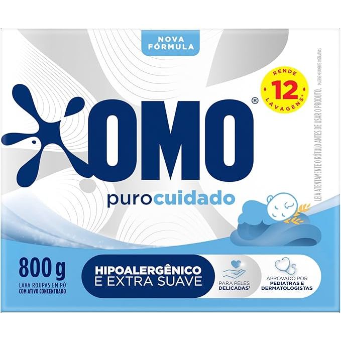 Lava Roupas em pó Omo Puro Cuidado 800g